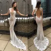 Sexy Berta Illusion Mermaid Wedding Dresses Bridal Gowns Cap Sleeve Beach Deep V Neck Lace Appliqued Vestido De Novia 199K