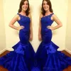 Royal Blue Arabic Prom Kleid elegante südafrikanische One Schulter -Spitze Langes Abschlussabend Partykleid Plus Size Custom Made 63 0510