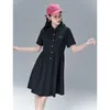 Abiti per feste Toyouth Women Dress 2024 Summer Short Short Polo Neck A Line Solid Blue Casual College Style