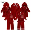 Niñero para niños Biños Niños Velvet Pajamas Conjunto de ropa de vacaciones de invierno para niños Agregue su nombre de texto ropa de sueño personalizada 240507