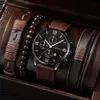 Bracelet pour hommes Watch Set Single Calendar Fake Three Eye Canvas Quartz Watch + PU