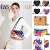 Modish Designer Kurt Geiger Eagle Heart Rainbow skórzana torba na torba na ramię Crossbody Sprzęgła podróżna z srebrnym łańcuchem Walka teczka