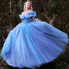 Ball Gown Prom Dresses 2023 Luxury Cinderella Dress Blue Cap Sleeve Quinceanera Formal Party Gown Evenign Gowns Robe De Soriee 249K