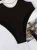 Menas de banho feminina Mulheres de maiô de uma peça 2024 Sling preto com traje sexy Monokini Monokini Summer Hollow Out Beach Bathing Suit de maiô feminino