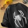 T-shirt féminin High Strt Big Black Spider Printing T-shirts solides T-shirts gris foncé Mentiers surdimensionnés surdimension