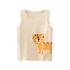T-shirts 2024 Summer New Boys Tank Top Cartoon Tiger Elephant Top T-shirt Childrens Sleeveless O-Neck Cotton T-shirt Childrens Clothing 2-10 YearsL2405