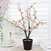 Decorative Flowers 1pc-37CM Simulated Plum Tree Pot Living Room Decoration Real Touch Artificial Flower Mother's Day Gift