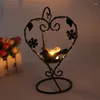 Titulares de vela H8WB Titular vintage Iron Heart Heart Bird Table Decorativa peça central Tealight Stands para os amantes presentes