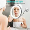 Kompakt Aynalar Esnek LED 10X büyüteçli cam emme bardağı olan LED Işık ile Esnek Gazete Makyaj Aynası Parlak Dağınık 360 Derece Dönme Q240509