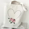 Sacs à provisions beaux fleurs amour imprimé femelles Totes esthétique canvas shopper sac blancs décontractés femmes réutilisables 2024
