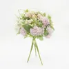 Fleurs décoratives 9 têtes 5 fourchettes lilas bouquet artificiel hydrangea accessoires de décoration de maison diy po accessoires