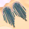 Dange oorbellen mode geometrische lange kwastje voor vrouwen blauwe sparkle strass druppel bruiloft statement sieraden cadeau ins