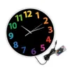 壁時計カラフルな大型デジタルモダンウォールクロックデコレーションレインボープリントリビングルームサイレントクォーツホームQ240509