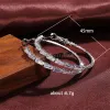 Stud Cubic Zircon Micro Paveed Full CZ Hoop Boucles d'oreilles pour les femmes Bijoux de bijoux coréen Cadeau