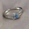 S925 SERRING Silver Womens Romantic Bijoux Bleu Topaz Engagement Mariage de mariage Anneau de naissance 240510