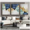 Dipinti dipinti Nordic Blue Golden Lamina Linee Poster Stampare moderne Abstract Wall Art Painting Picco