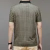 Summer Men Plaid Short Sleeve Polo Shirt Koreon Basic Streetwear Fashion Male Clothes Business Social Casual Loose Tops 2023 240429