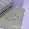 High-End-Designer High Version V-Gold Butterfly Halskette Fanjia White Fritillaria CNC Version mit nicht verblassendem 18k Roségold plattiert