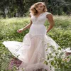 Limor Rosen 2020 Country Wedding Dresses Illusion Bodice Jewel Cap Sleeve Appliques Court Train Vintage Garden Beach Boho Bridal Gowns 228y