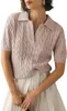 Camiseta feminina camisetas imily bela top de suéter curto torcido da bela com lapido de lapela sólida malha de malha casual camisa de pulôver macio de tamanho superior