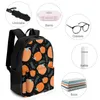 Backpack Orange Cartoon Fruit With Print Large Capacity Travel Back Pack Pocket 42x30.5cm