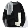 Heren truien herfst winter warme heren mode coltrui patchwork pullovers Korean streetwear pullover casual mannen kleding