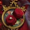 Scatole di gioielli Vintage Velvet esagono gioiello a doppia scatola ad anello vuoto Porta della custodia vuota per la cerimonia di nozze dell'impegno San Valentino Giorno Organizzatore