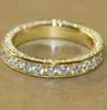 Ins Top Sell Wedding Ringsシンプルなファッションジュエリー925 Sterling Silver Gold Round Cut White Topaz CZ Diamond Gemstones Eternit9582272