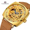 New Forsing Mens Fashion and Leisure Water Diamond Surface Hollow Automatic Mechanical Watch