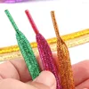 Shoe Parts Fashion Glitter Gold Silver Thread Shoelaces Colorful Flat Laces For Athletic Running Sneakers Shoes Boot Shoelace Strings