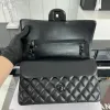 10A Designer -Bag -Spiegel -Qualität Jumbo Doppelklappenbeutel 23 cm 25 cm 30 cm Real Leder Kaviar Lambskin Klassiker All Black Handtasche Quilted Handtasche Sh Sh