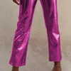 Pantaloni da donna in vetro da donna con cerniera elegante con tasche di chiusura con cerniera per abiti da festa del club