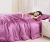 Satin Seiden Bettwäsche Set Queen Size Luxus weicher 3D -Bettdecke King King Lila Home Textile Twin Family Bett Cover mit Kissenbezug 319T2216574