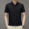 メンズポロスアイスフリーポロシャツ襟付きスリムフィットビジネスカジュアルな短袖Tシャツソリッドカラーボタンアップサマーメンズ衣類Q240509