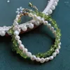 Bracelets de perles d'eau douce à brins Natural pour femmes pour les femmes irrégulières péridot de quartz cristal petit baroque