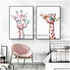 Målningar duk affisch målning colorf giraff djur spray väggkonst bild för barn vardagsrum hem droppleverans trädgård konst, craf dh205