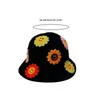 Boinas 50JB Acesso à pele larga larga balde de primavera chapéu de crochê Floral Fisherman Hats