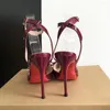 Dress Shoes Heelgoo Designer Wine Red met boog hoge hak sandalen dames sexy puntige teen backless enkelband stiletto pompen 12 cm 10 cm 8 cm 8 cm