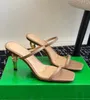 Famous 2024S/S Women Veneta Knot Sandals Shoes Calf Leather Mules Nude Gold Silver White Black Open Toe High Heels Sexy Lady Walking EU35-43