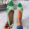 Casual Shoes 2024 Grey Women's Stripe Weave Flats Loafers Mesh Pointed Toe Slip On Flat For Woman Ballet Knit