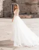 Robes de mariée de sirène boho avec jupe détachable 2024 Appliques en dentelle V-col