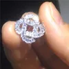 Caspiro a forma di fiore Orerazione 925 Sterling Silver Diamond CZ Orecchini per borchie per matrimoni per donne Regali per feste nuziali 2532