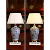 Tafellampen Tinny Modern Ceramics LED Dimmende Chinese blauw en wit porselein bureaulicht voor huiskamer slaapkamer