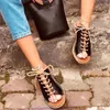 Slippers Woman Roma Lace Up Up Fashion Fashion Flats Ladies Slides feminino confortável
