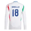 Langarm 24 25 Bonucci Soccer Trikots 2024 2025 ITALYS INSCHE ITALIA Verratti Chiellini Chiesa Barella Fußballhemden Home Away -Spieler Männer Kinder Erwachsene Kind