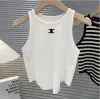 2024 Designer Womens Tops T-shirts Summer Femmes Tops Tees Top Broderie Sexy Off Black Casual Sans manchettes Backless Top Shirts Solid Stripe Couleur