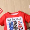 Set di abbigliamento Day Independence Set Girls Letter Summer Stampting Leopard Shorte Stitching Pants 2pcs Trendy