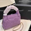 Women Mini Bling Tweed Crossbody Designer Bag Matelasse Chain Gold Hardware Buckle Shoulder Bag Purple Luxury Underarm Bag Shopping Clutch Coin Purse Pochette