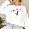 Damen Hoodies Sweatshirts Palästina Karte Sporthemd Palästina Arabisch Name gedruckter Sporthemd Palästina -Wettbewerb Erwachsener Fallschirmspringer Palästina Crewne