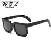 Sunglasses WarBLADE Fashion Childrens Square Mosaic Boys and Girls Glasses with Case Sun Pixels Q240410